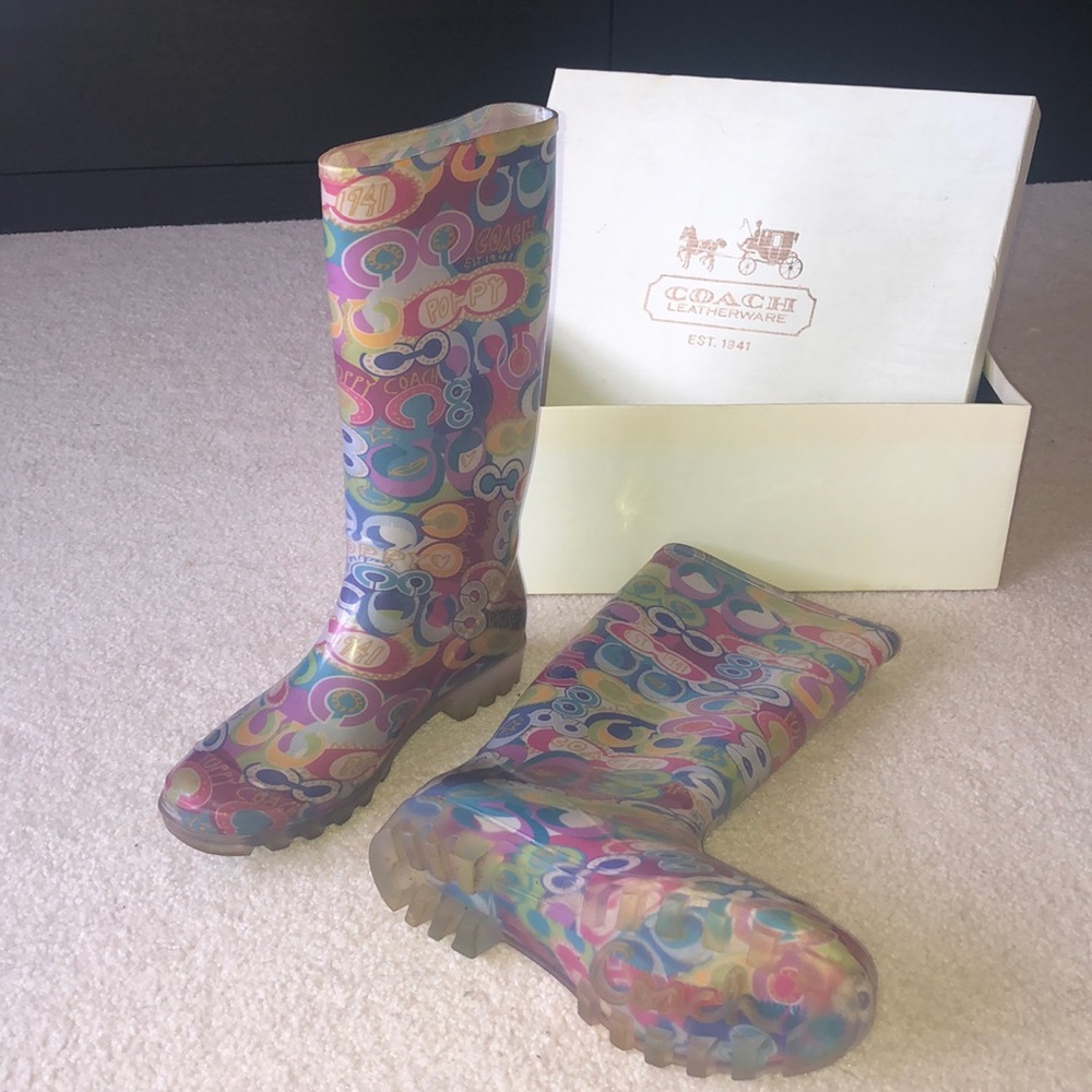 Colorful Coach Rain Boots